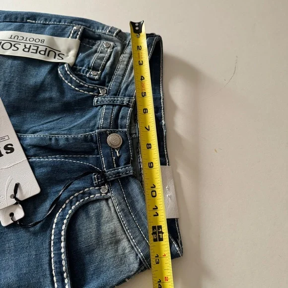 SKY Premium Collection Womens Super Soft Bootcut Blue Jeans Size 7/28 Rhinestone - Picture 4 of 14